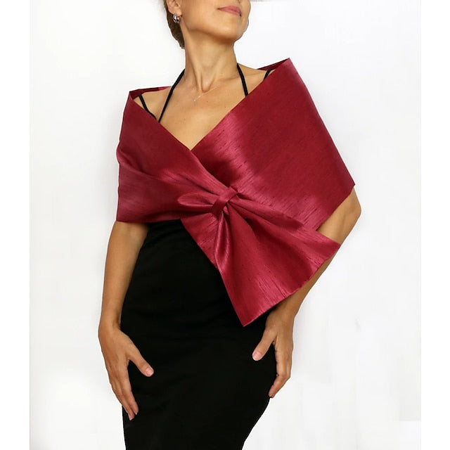 Women鈥Ʀ® Écharpe D'Invité de Mariage Pure et Élégante Sans Manches en Taffetas avec Couleur Pure