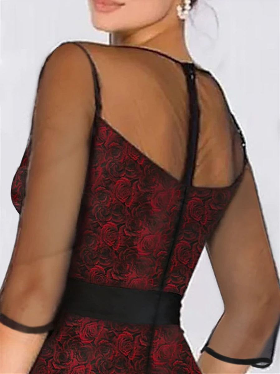 Robes de Mère de la Mariée et Du Marié Coupe A-Line/Princess avec Décolleté en Cœur et Imprimé Floral et Fente Haute