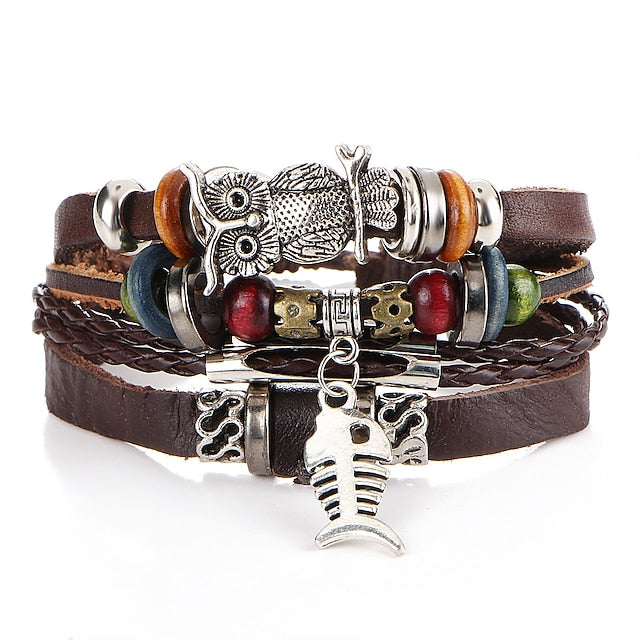 Bracelet En Cuir Turquoise Pour Homme, Classique, Rétro, Punk, Rock Classique, Bijoux Pour Cadeau, Quotidien, Plage