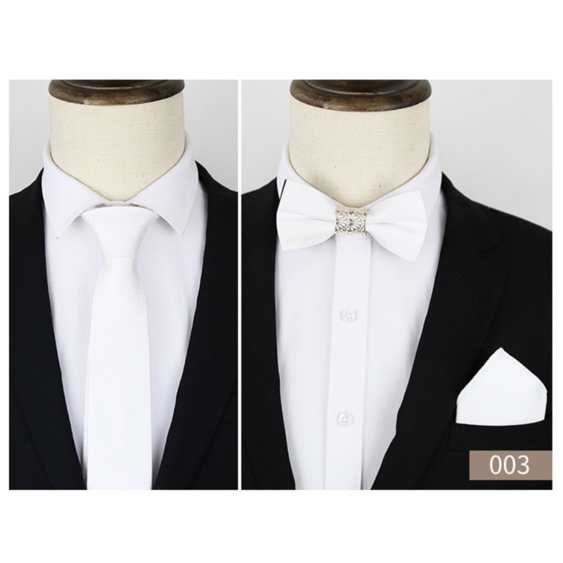 Cravate De Soirée Formelle Pour Homme De Couleur Unie 3 Pièces