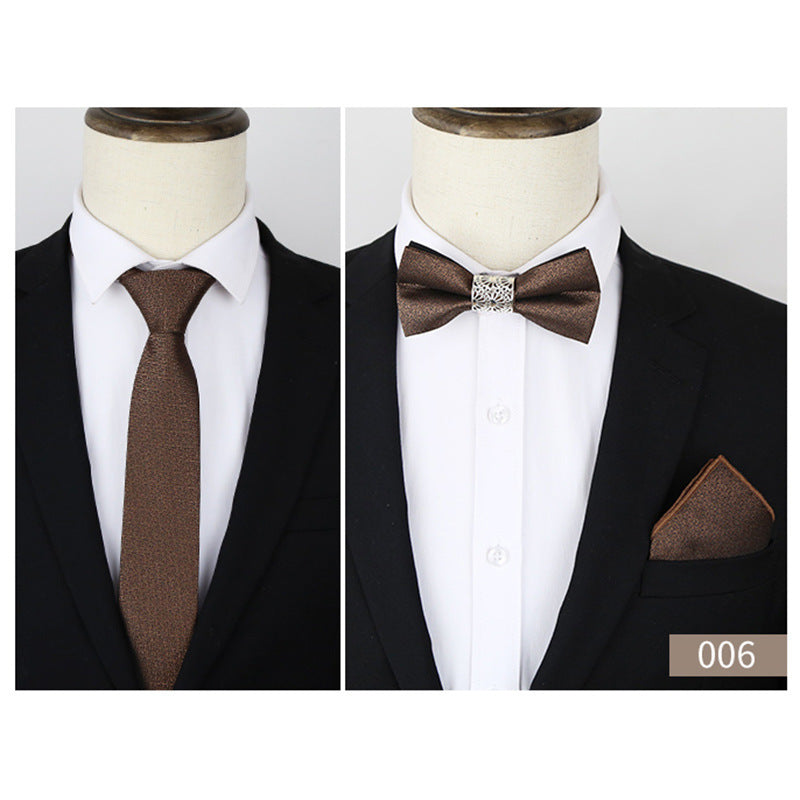 Cravate De Soirée Formelle Pour Homme De Couleur Unie 3 Pièces