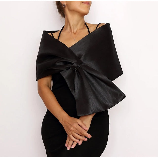 Women鈥Ʀ® Écharpe D'Invité de Mariage Pure et Élégante Sans Manches en Taffetas avec Couleur Pure