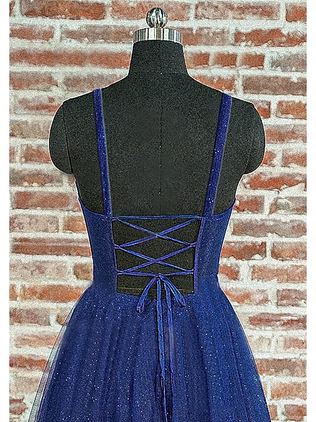 Robe de Bal Longue à Bretelles Spaghetti de Forme Trapèze/Princesse