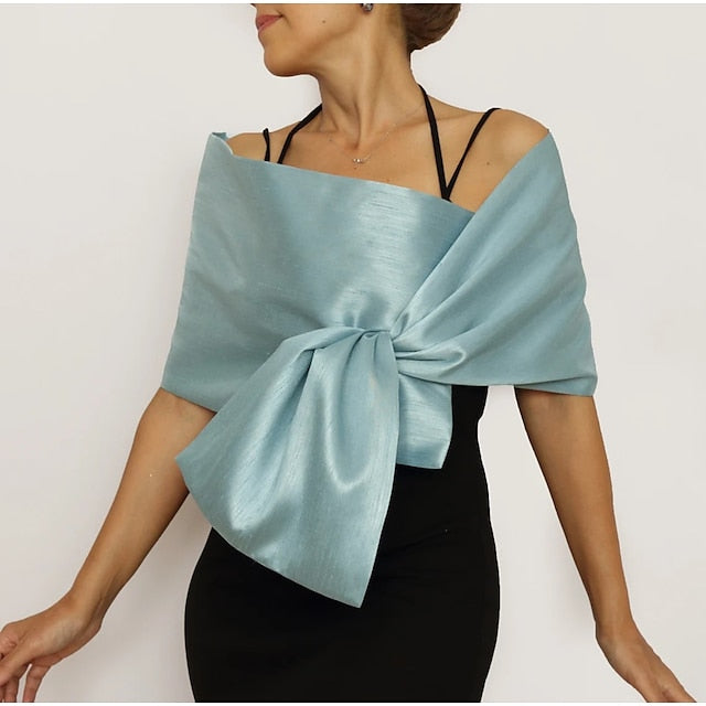 Women鈥Ʀ® Écharpe D'Invité de Mariage Pure et Élégante Sans Manches en Taffetas avec Couleur Pure