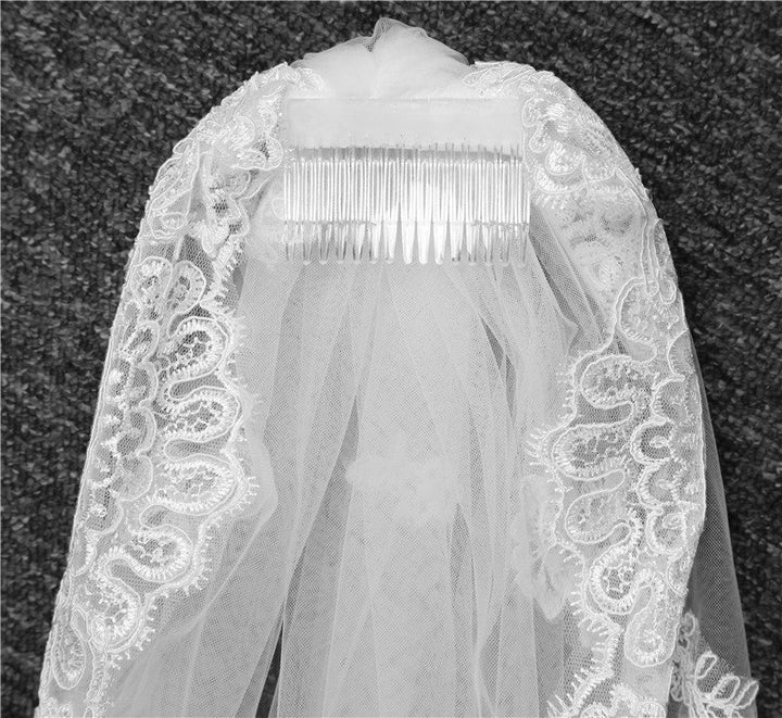 Voile de Mariage Luxueux à Un Niveau avec Appliques