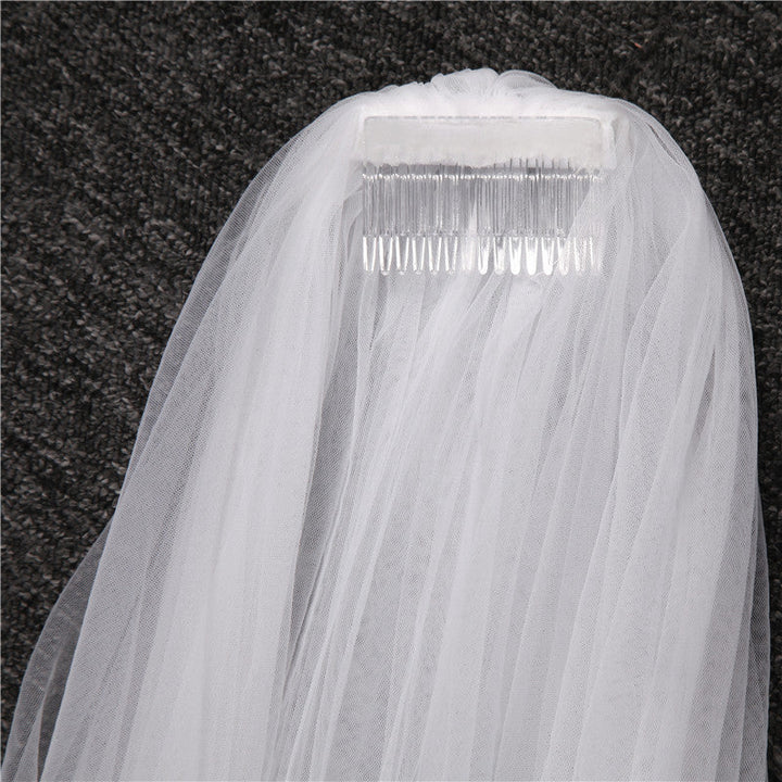 Voile de Mariage en Dentelle à Un Niveau Extra Large de 3 M de Long avec Appliques