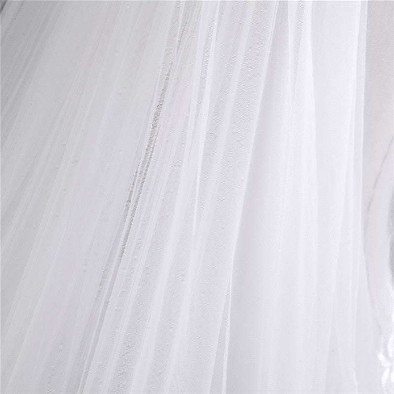 Voile de Mariage en Dentelle à Un Niveau Extra Large de 3 M de Long avec Appliques