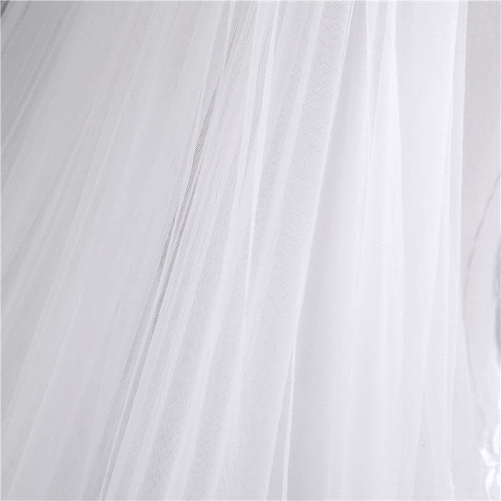 Voile de Mariage en Dentelle à Un Niveau Extra Large de 3 M de Long avec Appliques