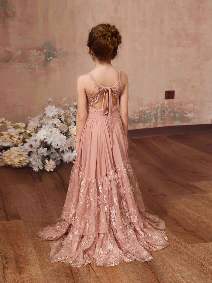 Robe de Demoiselle D'Honneur en Mousseline de Soie, Coupe A-Line/Princesse, Sans Manches, Col Rond, Longueur Au Sol