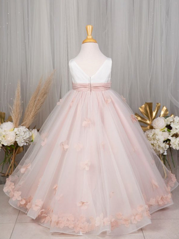 Robe de Demoiselle D'Honneur en Tulle Satiné Coupe A-Line/Princesse Sans Manches Longueur Au Sol