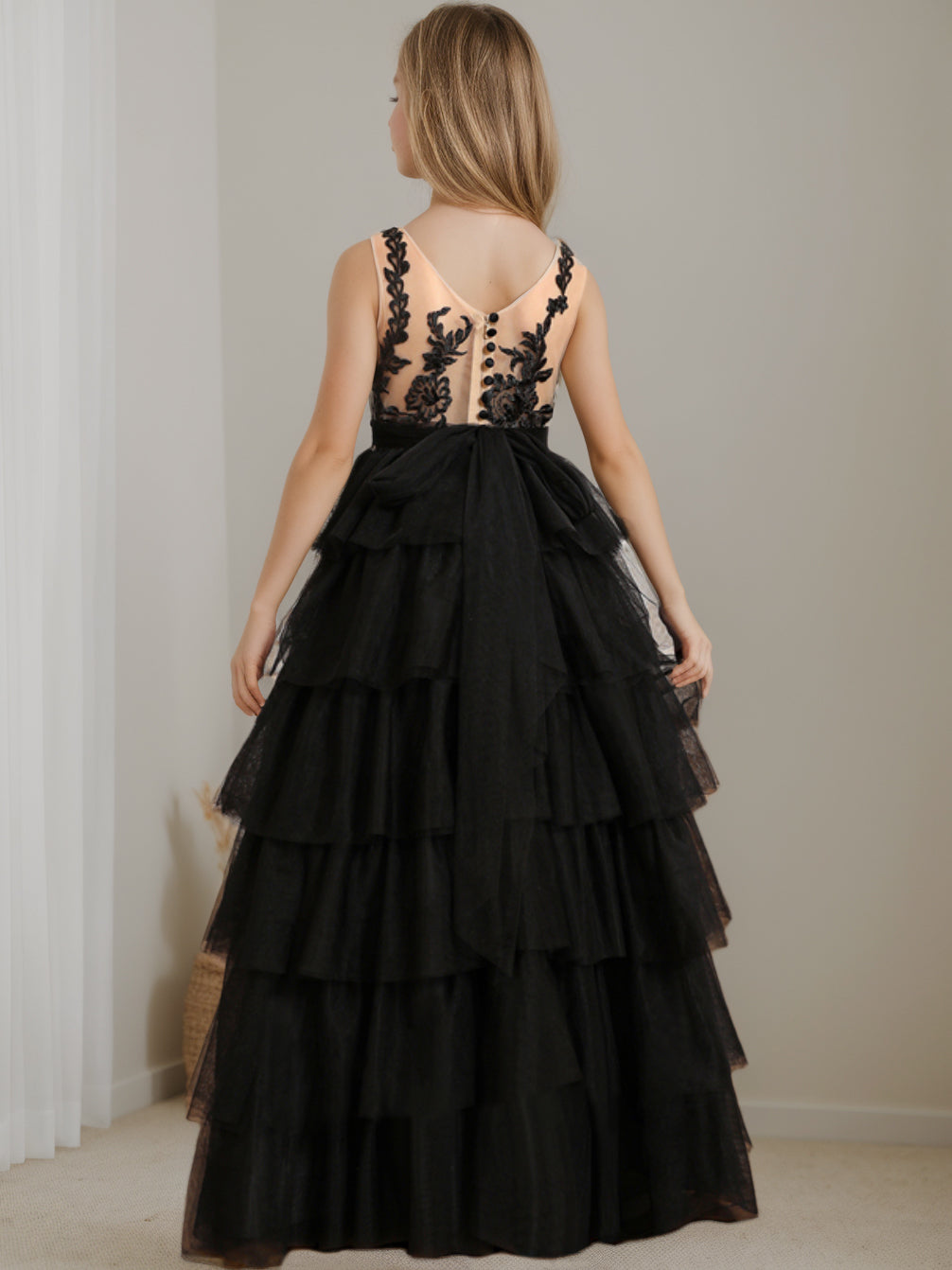 Robe de Bal à Encolure Dégagée Sans Manches, Longueur Au Sol, avec Dentelle