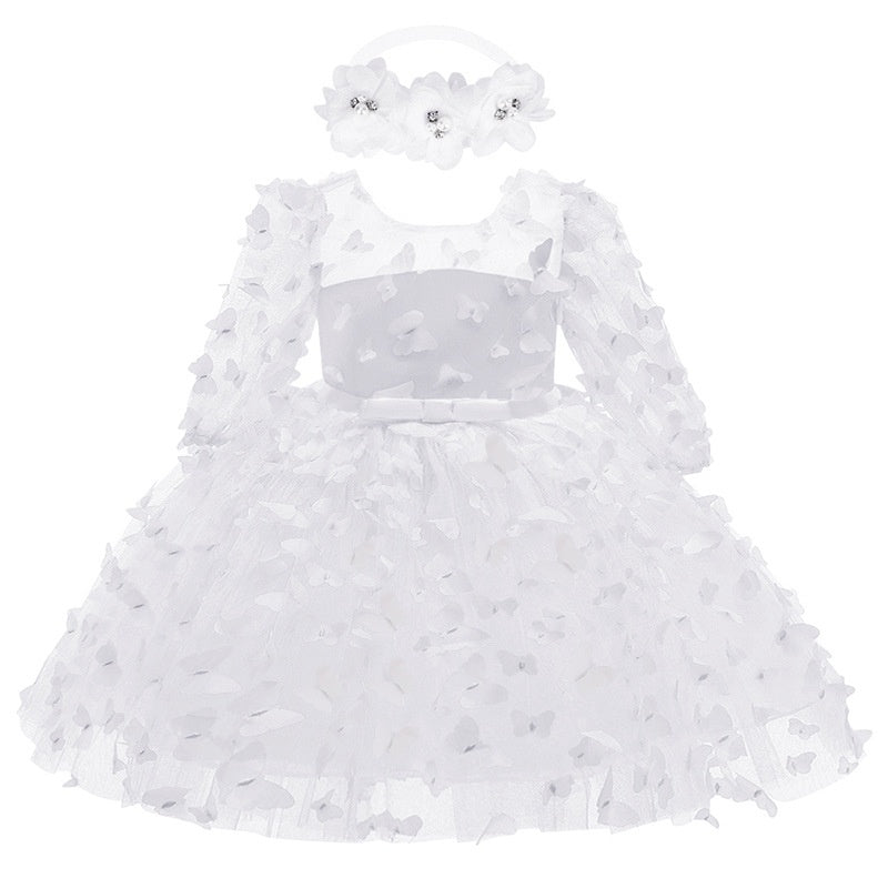 Robe de Demoiselle D'Honneur Coupe A-Line/Princesse, Col Rond, Manches 3/4, Longueur Genou, avec Papillon 3D