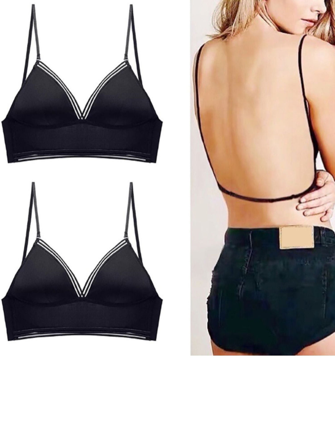 Soutien-Gorge Dos Nu Sexy à Fines Bretelles Noir