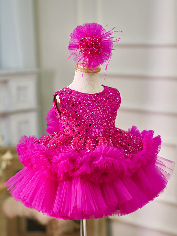 Robe Bébé Fille Longueur Genou en Tulle à Paillettes
