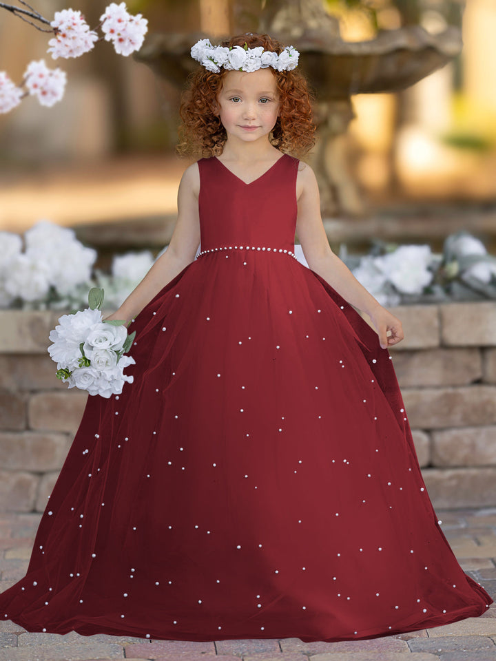Robe de Bal Princesse Élégante en Satin et Tulle pour Fille