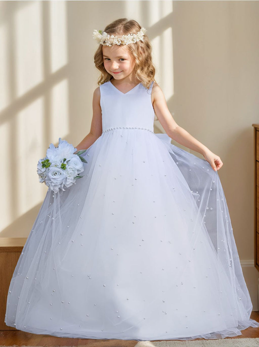 Robe de Bal Princesse Élégante en Satin et Tulle pour Fille