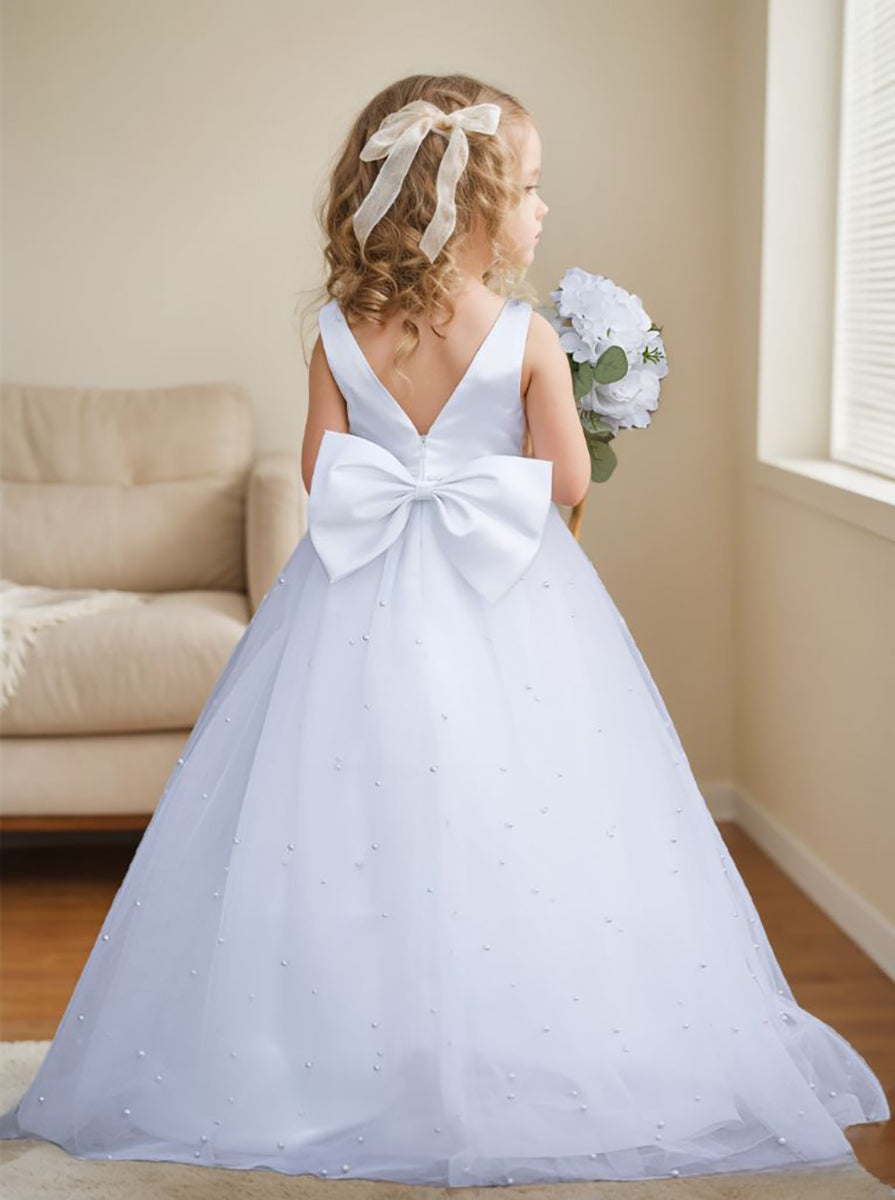 Robe de Bal Princesse Élégante en Satin et Tulle pour Fille