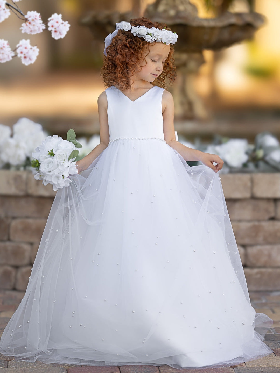 Robe de Bal Princesse Élégante en Satin et Tulle pour Fille
