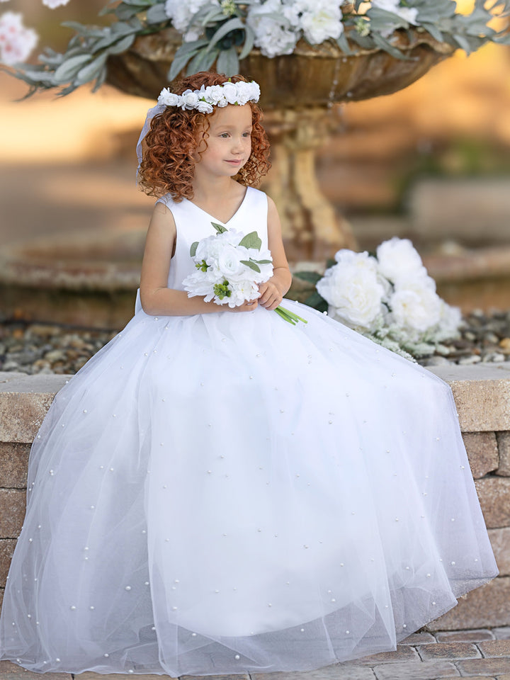 Robe de Bal Princesse Élégante en Satin et Tulle pour Fille