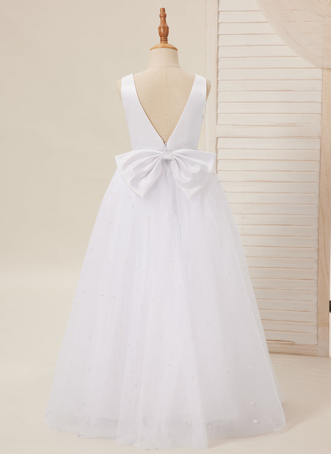 Robe de Bal Princesse Élégante en Satin et Tulle pour Fille