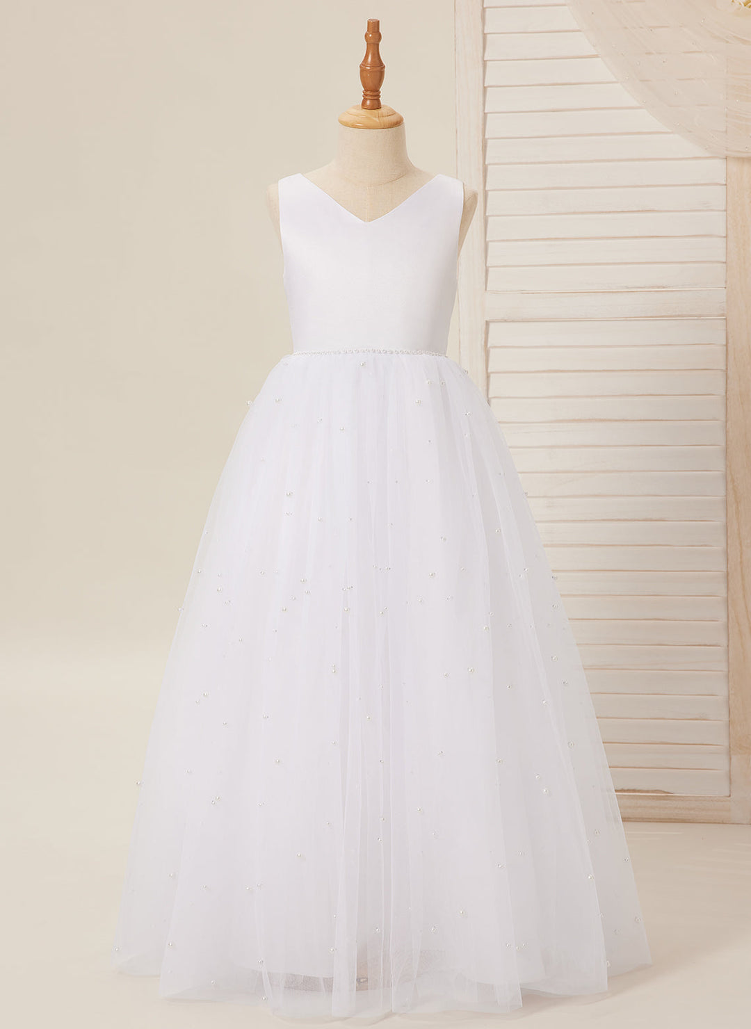 Robe de Bal Princesse Élégante en Satin et Tulle pour Fille