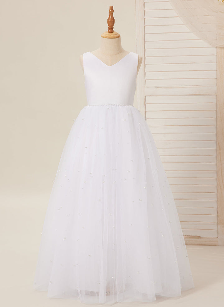 Robe de Bal Princesse Élégante en Satin et Tulle pour Fille