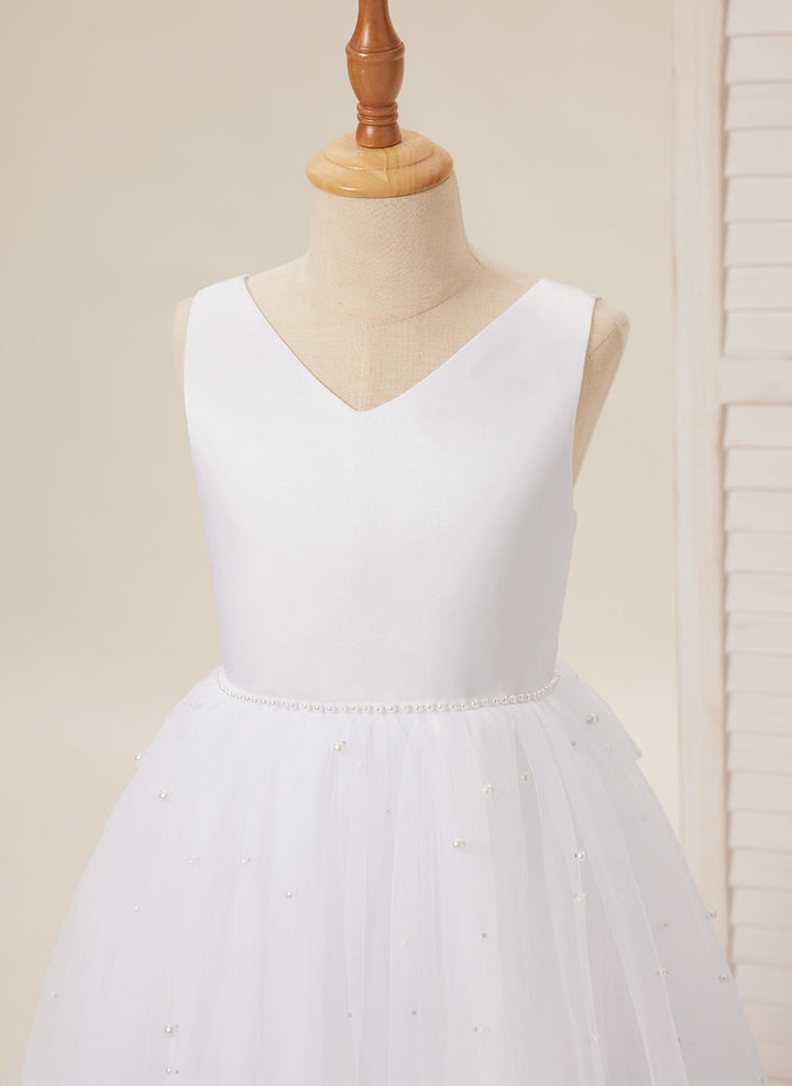Robe de Bal Princesse Élégante en Satin et Tulle pour Fille
