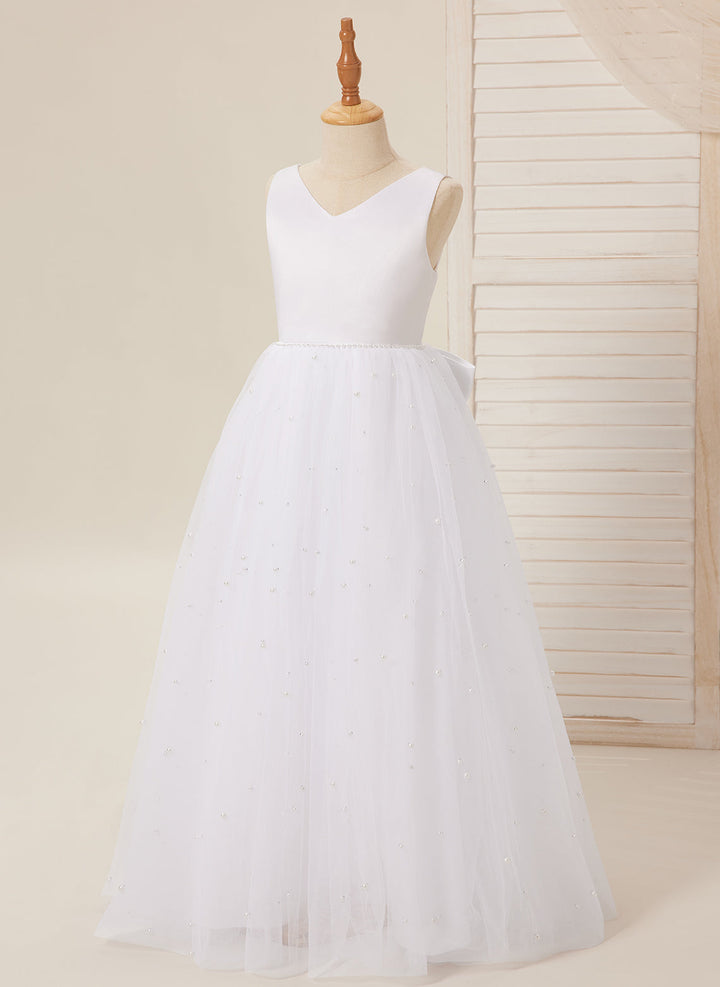Robe de Bal Princesse Élégante en Satin et Tulle pour Fille