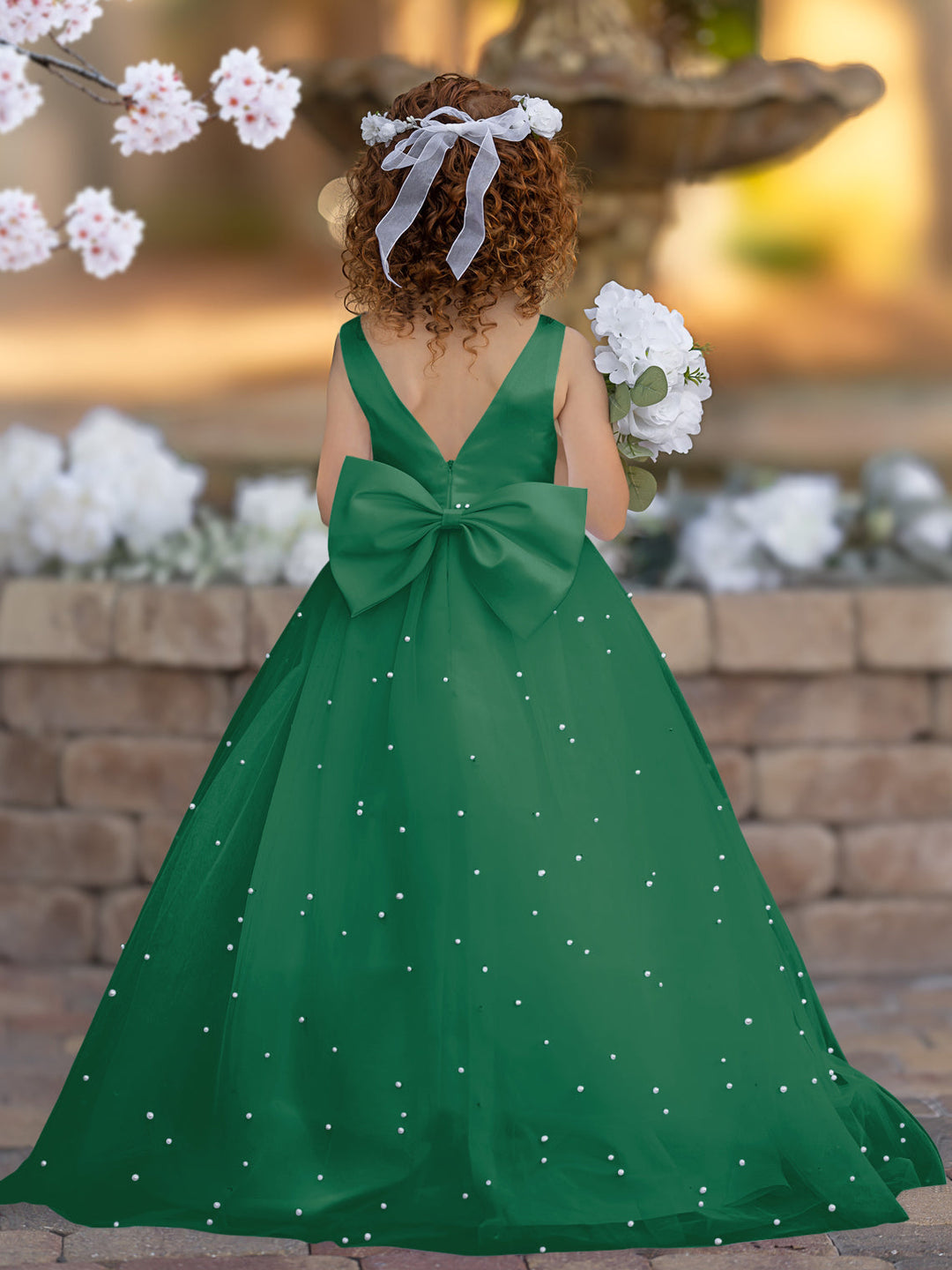 Robe de Bal Princesse Élégante en Satin et Tulle pour Fille