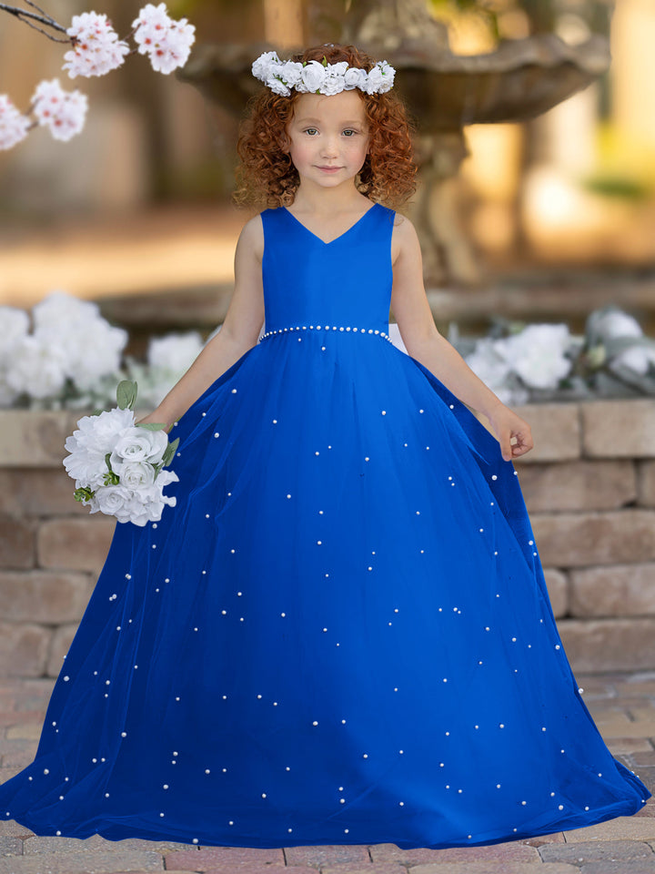 Robe de Bal Princesse Élégante en Satin et Tulle pour Fille