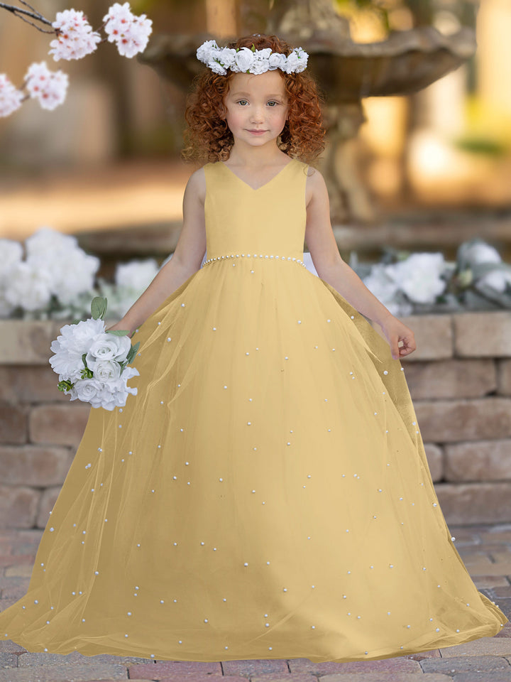 Robe de Bal Princesse Élégante en Satin et Tulle pour Fille