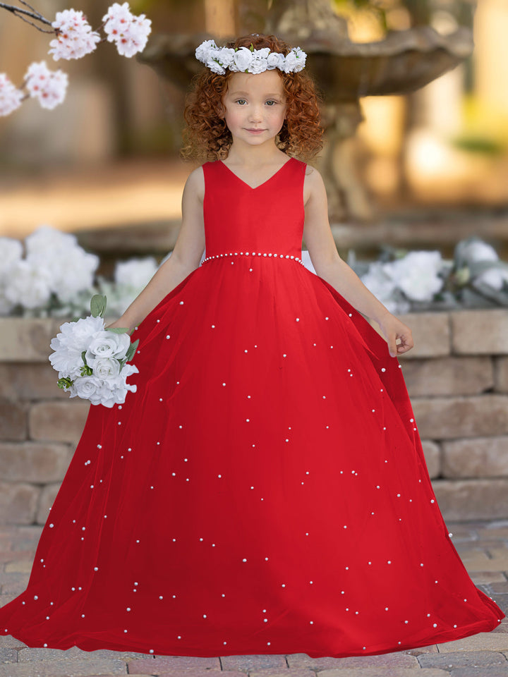 Robe de Bal Princesse Élégante en Satin et Tulle pour Fille