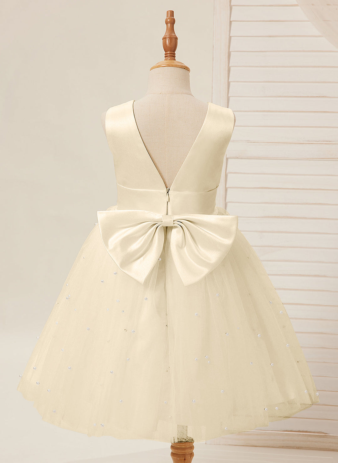 Robe de Bal/Princesse en Satin et Tulle, Longueur Genou, pour Demoiselle D'Honneur
