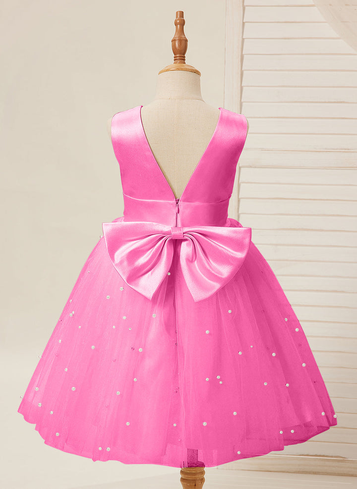 Robe de Bal/Princesse en Satin et Tulle, Longueur Genou, pour Demoiselle D'Honneur