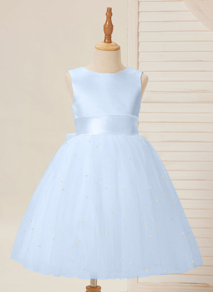 Robe de Bal/Princesse en Satin et Tulle, Longueur Genou, pour Demoiselle D'Honneur