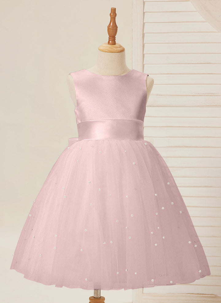 Robe de Bal/Princesse en Satin et Tulle, Longueur Genou, pour Demoiselle D'Honneur