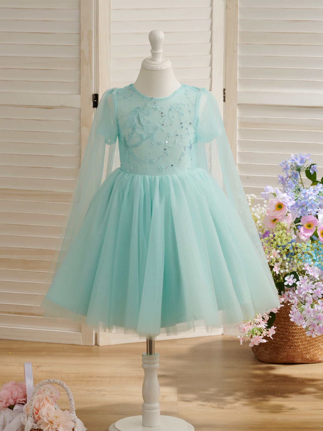 Robe de Bal/Princesse en Tulle Longueur Genou pour Bébé Fille, Tenue de Fête D'Anniversaire pour 1Er Anniversaire