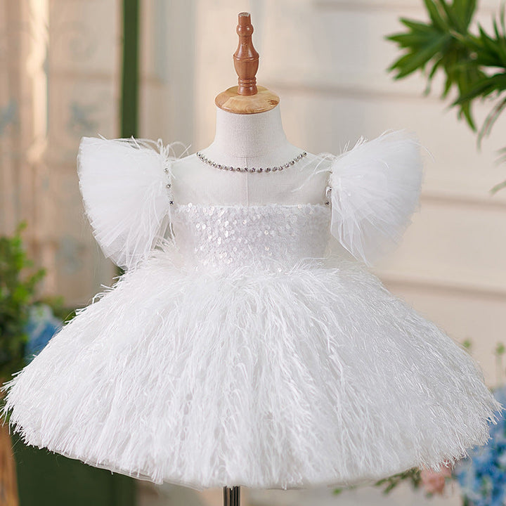 Robe D'Anniversaire pour Bébé Fille avec Ornements Papillon