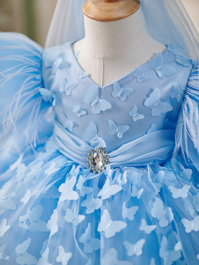 Robe de Soirée D'Anniversaire en Tulle Longueur Genou pour Bébé Fille