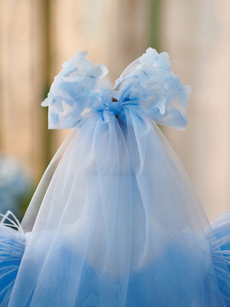 Robe de Soirée D'Anniversaire en Tulle Longueur Genou pour Bébé Fille