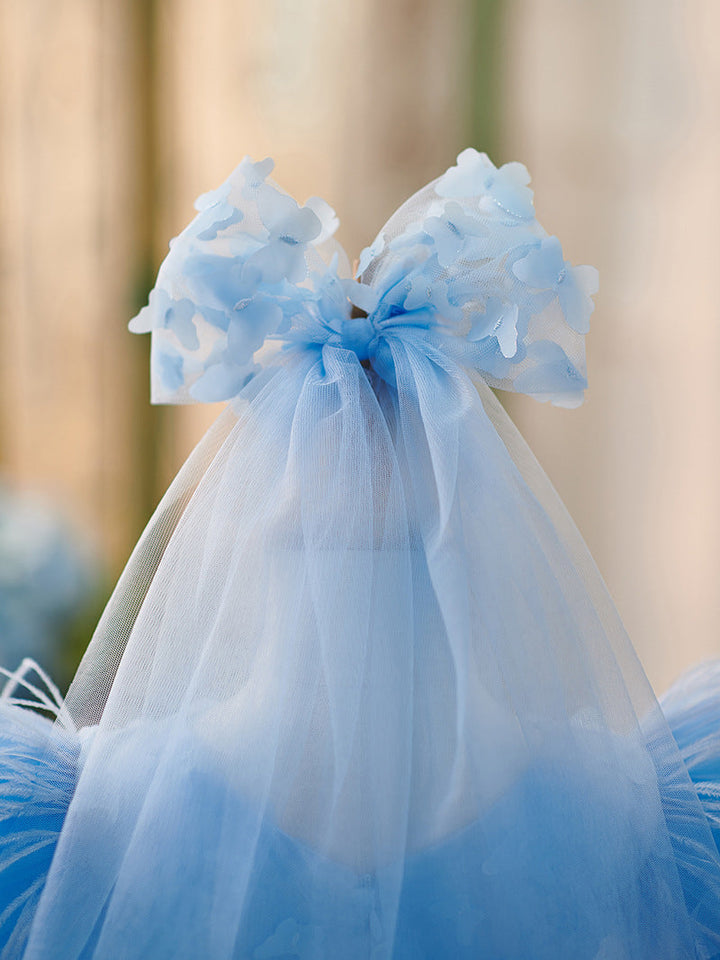 Robe de Soirée D'Anniversaire en Tulle Longueur Genou pour Bébé Fille