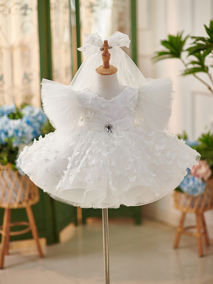 Robe de Soirée D'Anniversaire en Tulle Longueur Genou pour Bébé Fille