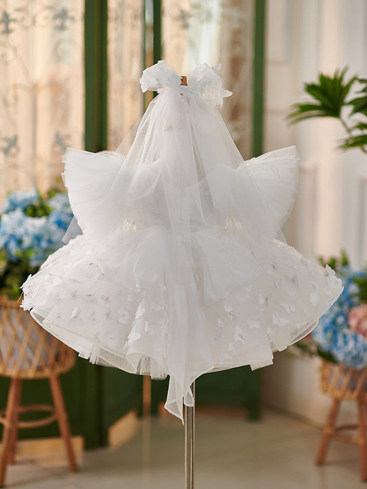 Robe de Soirée D'Anniversaire en Tulle Longueur Genou pour Bébé Fille