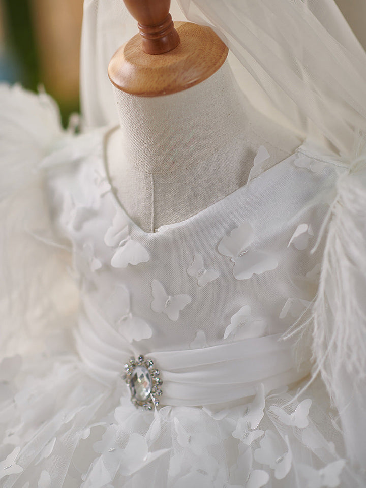 Robe de Soirée D'Anniversaire en Tulle Longueur Genou pour Bébé Fille