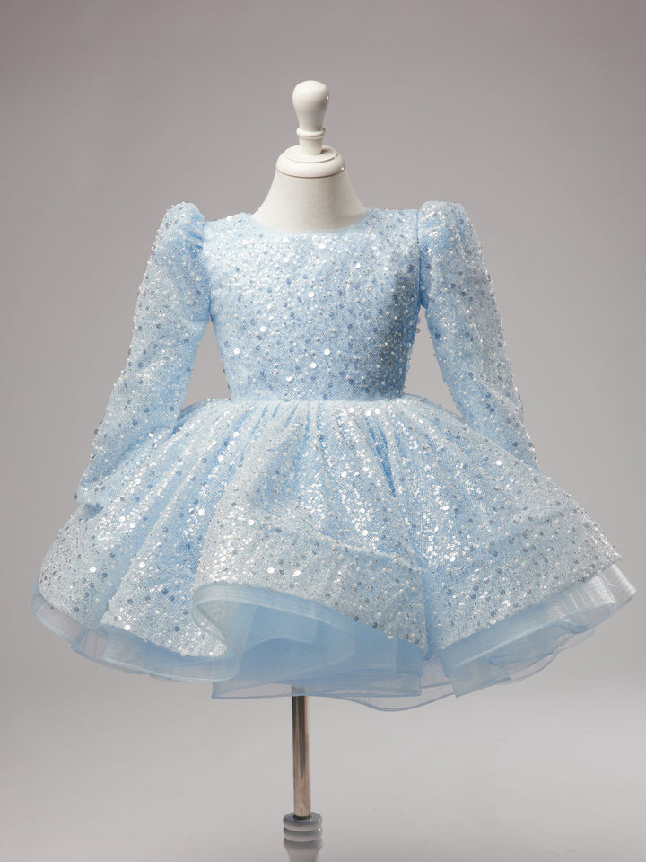 Robe Bleue en Tulle Jusqu'Aux Genoux