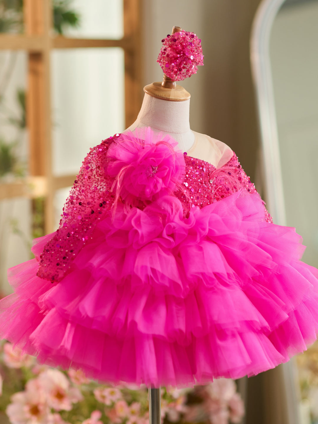 Robe Bébé Fille Longueur Genou en Tulle à Paillettes
