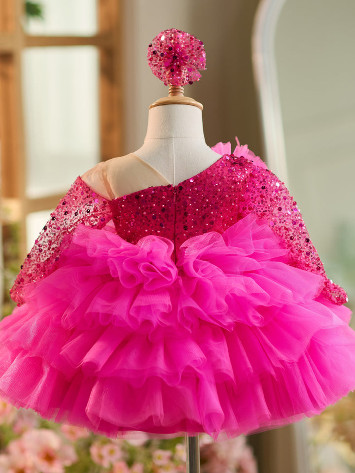 Robe Bébé Fille Longueur Genou en Tulle à Paillettes