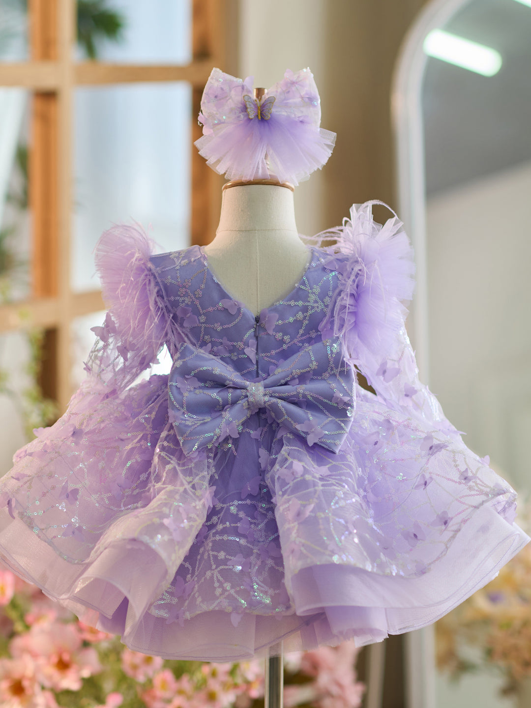 Robe Bébé Fille Longueur Genou en Tulle à Paillettes