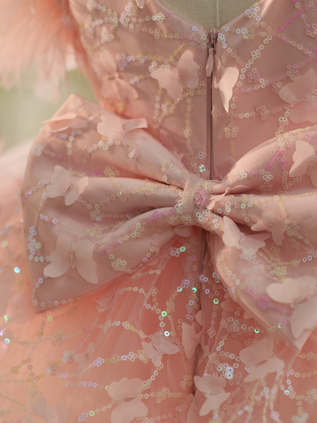 Robe de Soirée 1Er Anniversaire en Tulle à Paillettes Longueur Genou