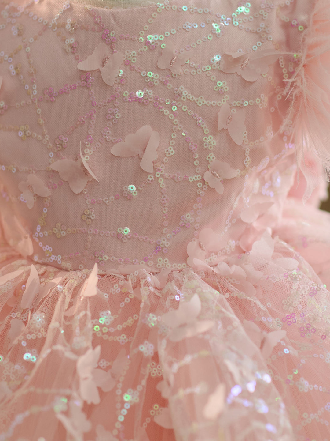 Robe de Soirée 1Er Anniversaire en Tulle à Paillettes Longueur Genou